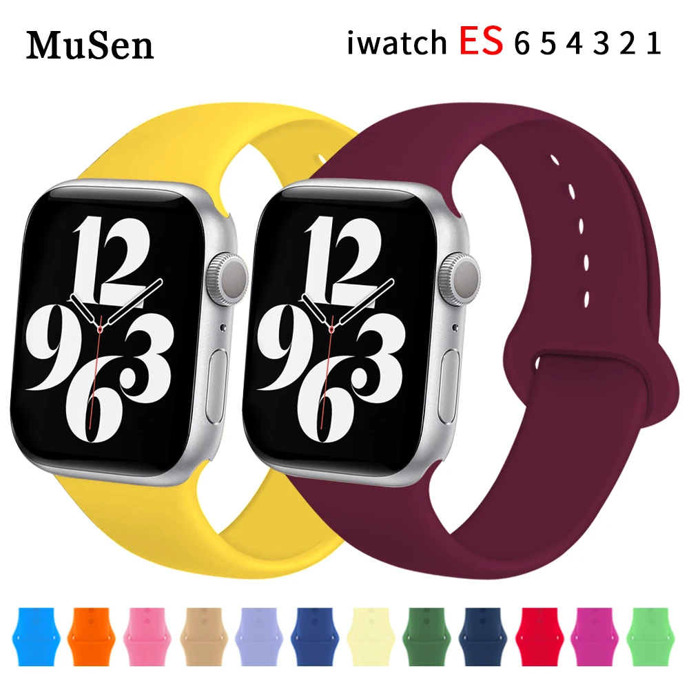 

Soft Silicone Bands for Apple Watch 6 Band 6 SE 5 4 3 2 1 38MM 42MM Rubber Watchband Strap for iWatch Series 4/5 40MM 44MM