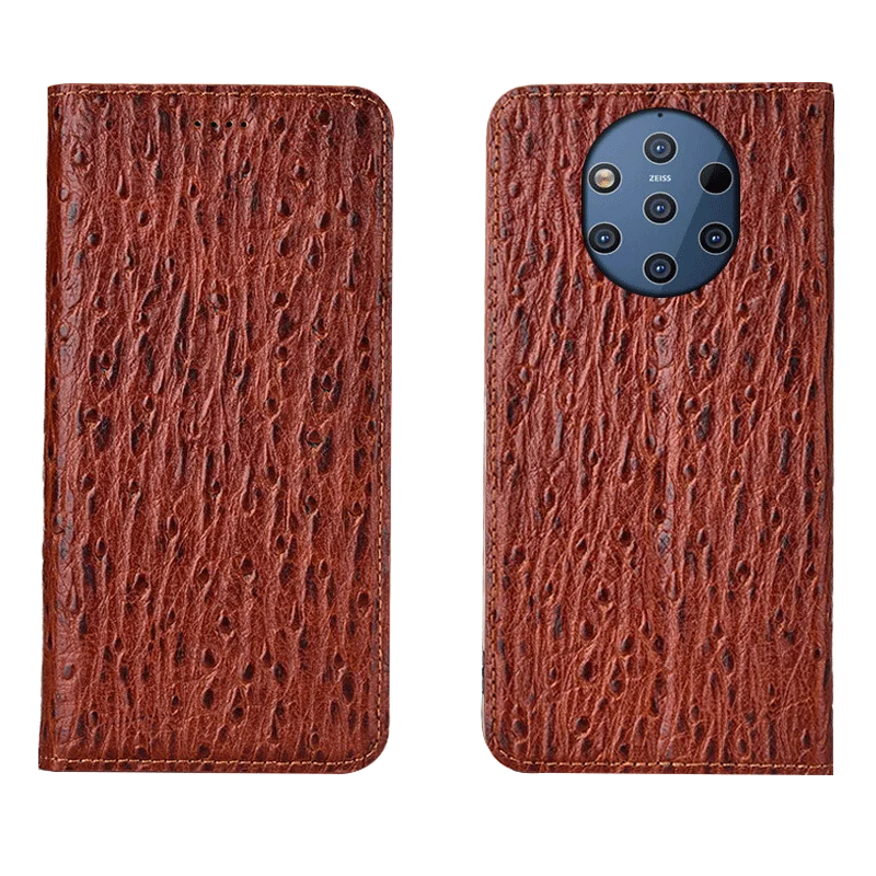 

Ostrich Pattern Genuine Leather Ultra Thin Card Slot Case For Nokia 9 PureView/Nokia 8 Sirocco Magnetic Case Standing Cover Capa