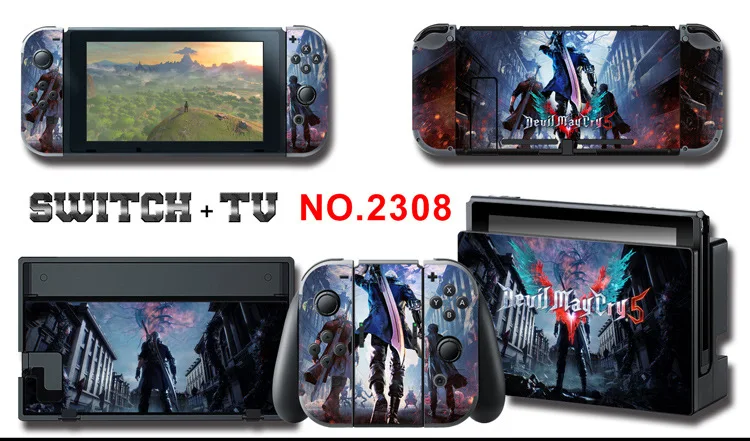 1set New Cute Anime Full Body Sticker for NS Switch Protective Cover Skin Colorful Art for Game Console Joy-Con Controller Decor