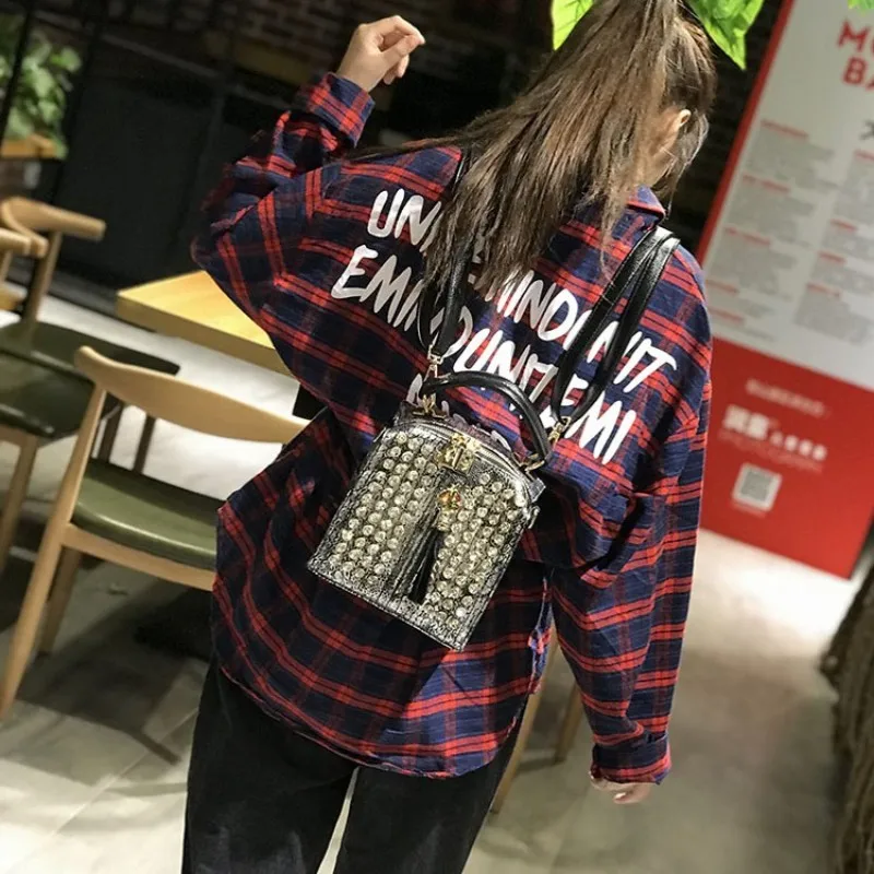 Grânulo das mulheres novos diamantes mochila moda
