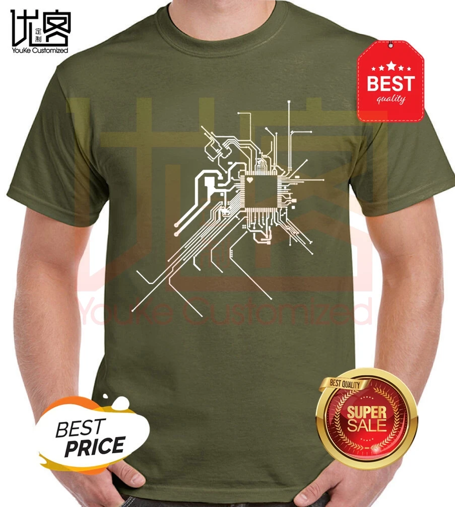 2020 quality casual printing tee brand new circuit board heart shirt computer geek processor chip cpu man t-shirt | Мужская одежда