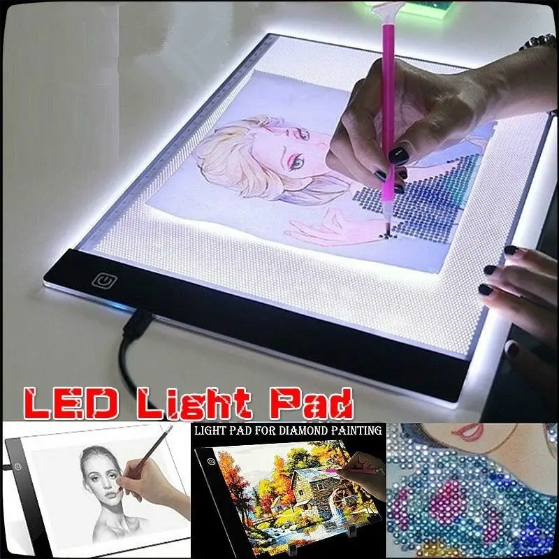 

A4 Size 3 Level Dimmable Led Light Pad Eye Protection Diamond Embroidery Storage Boxes for Square Diamond Painting Rhinestones