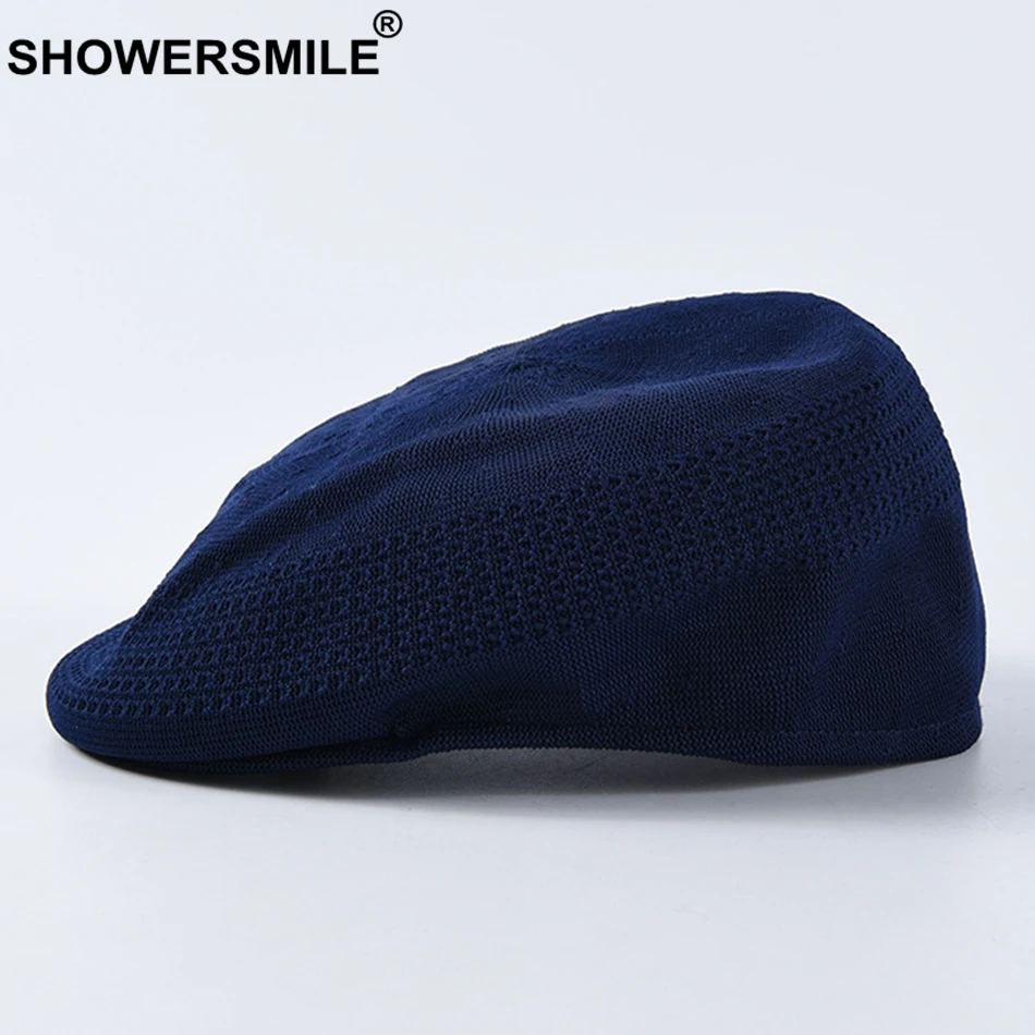 Берет SHOWERSMILE женская зеленая вязаная шапка художника летняя плоская Кепка с