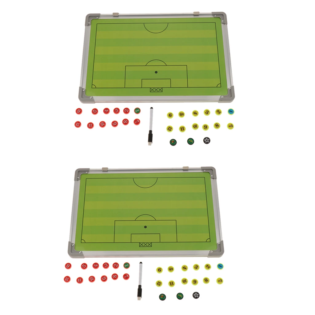 2 Set Premium Soccer Coaching Board, Football Magnetic Double-Sided Dry-Erase Clipboard with Magnets, Included Marker & Pen