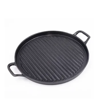 

30cm Uncoated Cast Iron Barbecue Grill Baking Pan