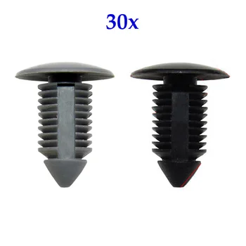 

30pcs 10mm Hole Nylon Plastic Rivets Gray Black Vehicle Universal Auto Fasteners Car Roof Lining Trunk Trim Panel Retainer Clips