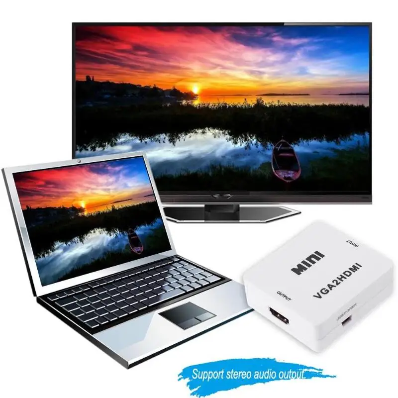 HD 1080P VGA Аудио к HDMI VGA преобразователь видеосигнала HDMI адаптер сплиттер