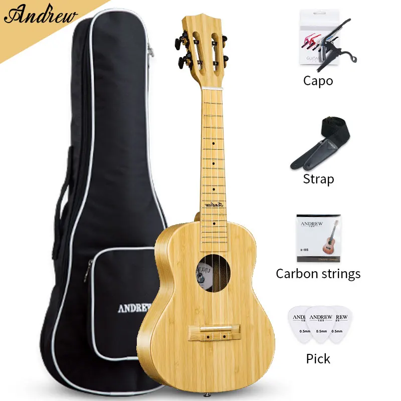 Andrew Ukulele 23 Inch Full Kayu Bambu Pria Dan Wanita Siswa Pemula Pemula Veneer Kayu Solid Ukulele Kecil Gitar Ukulele Aliexpress