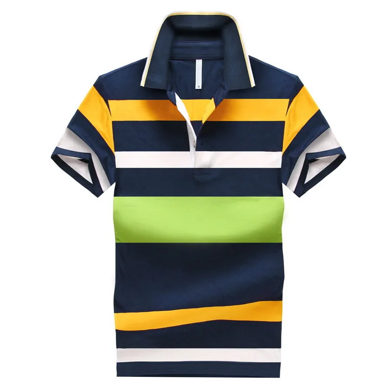 Camisa, Мужская рубашка поло, красивая, повседневная, в полоску, обтягивающая с короткими рукавами, Азиатский Размер, M-5XL, летняя - Цвет: ASIAN SIZE 1648
