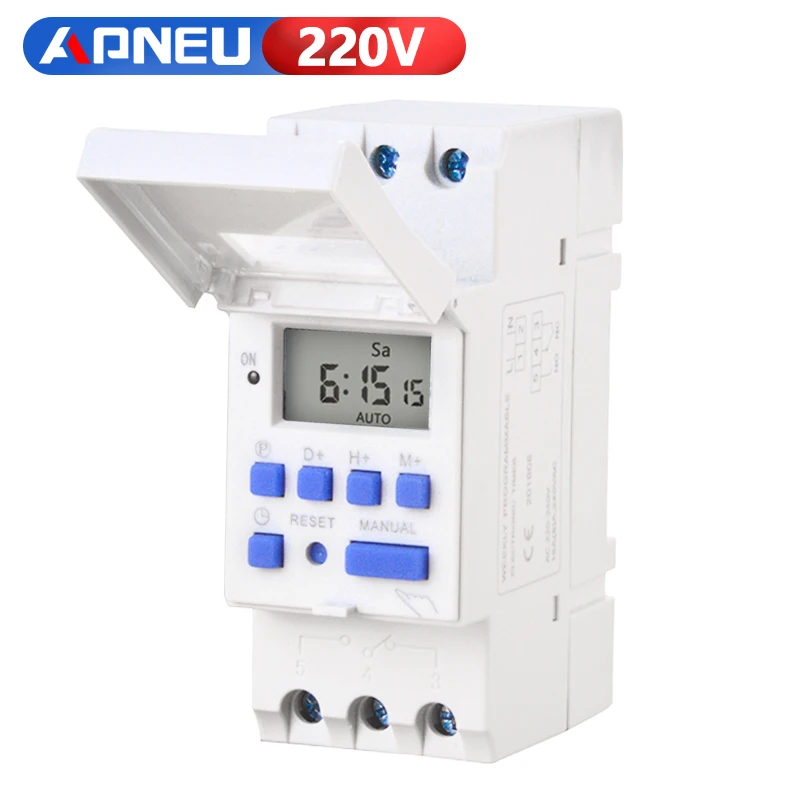 Programmable Digital LCD Timer Weekly Time Relay Switch 15A AC 12V-220V DIN Rail