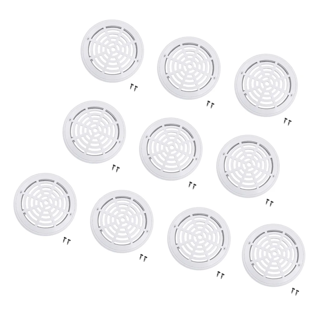 

10 Pieces Main Drain Cover with 2 Screws, for In Ground Swimming Pool, 20cm /8inch, White
