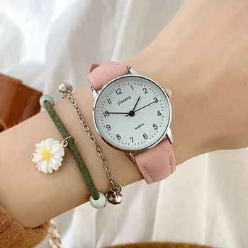 

Fashion Casual Women Watches Simple Mimalism Small Elegant Lady Wristwatch Pink Leather Silver GIrls's Gift Clock Top Brand