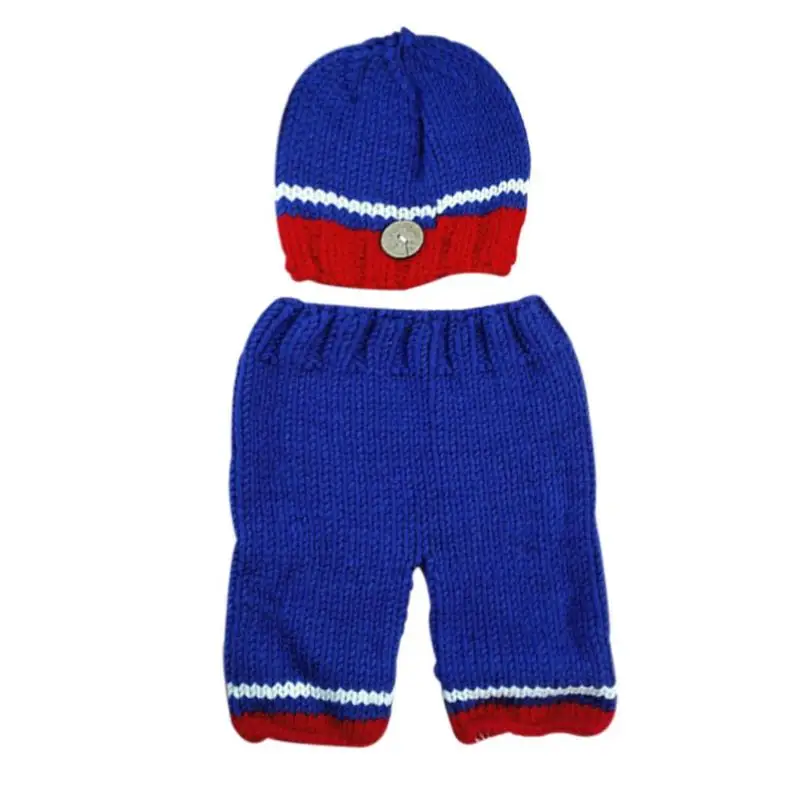 Navy Blue Комплект из 2 предметов; мягкая трикотажная одежда для маленьких мальчиков и девочек; удобная и мягкая одежда для фотосессии; уникальные красивые штаны и шапка; костюмы - Цвет: Navy Blue