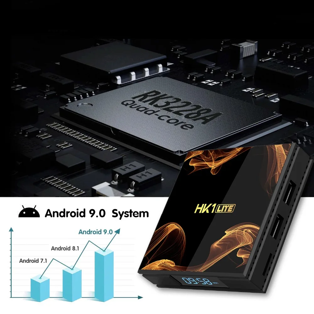 Предпродажа HK1 LITE Smart Android 9,0 ТВ приставка RK3228A 2,4G wifi 4K медиаплеер 100M LAN USB2.0 H.265 2G 16G телеприставка vs HK1 max