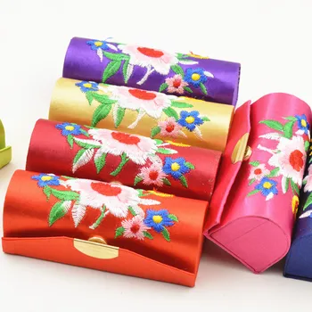 

120pcs Embroidered Single Lipstick Box Satin Jewelry Storage Box Brocade Lipstick Case fd344