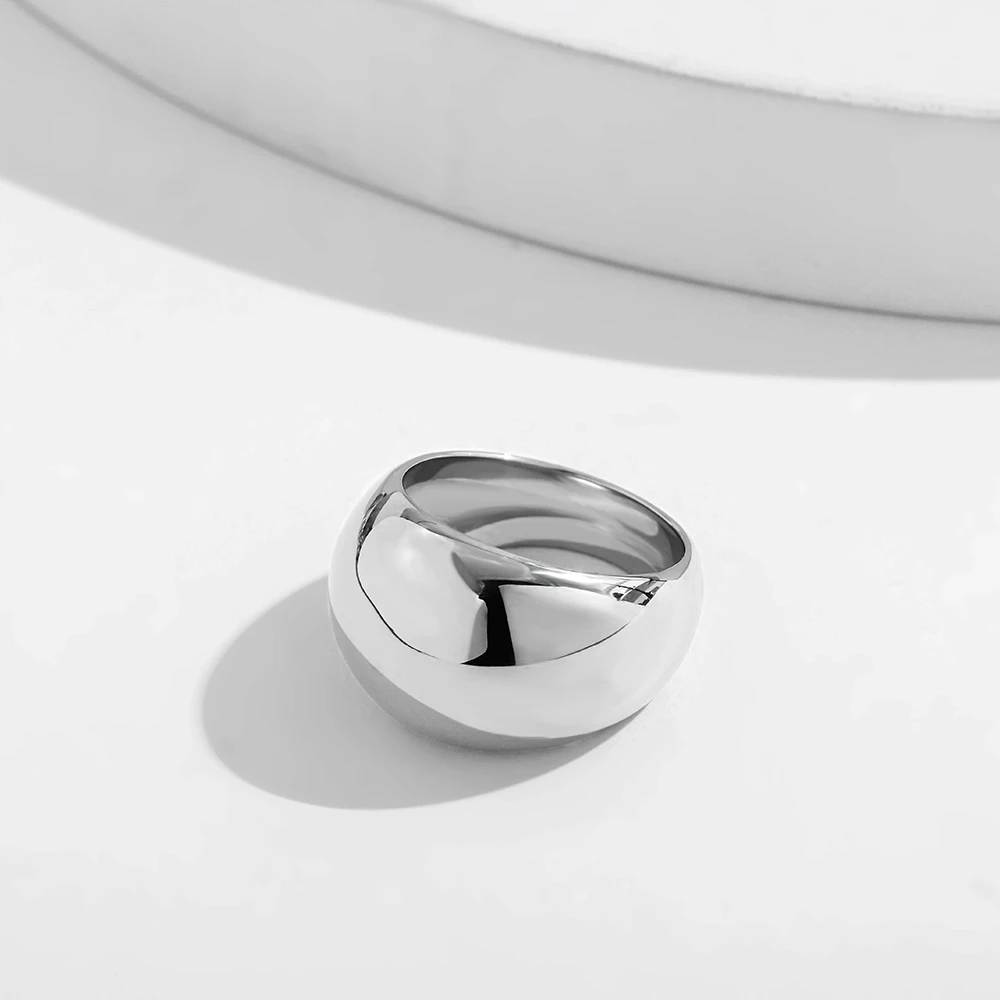 Oversize Big Rhinestone Thick Rings For Women Geometric Simple Punk Rock Gold Color Chunky Stacking Rings Female Party Jewelry