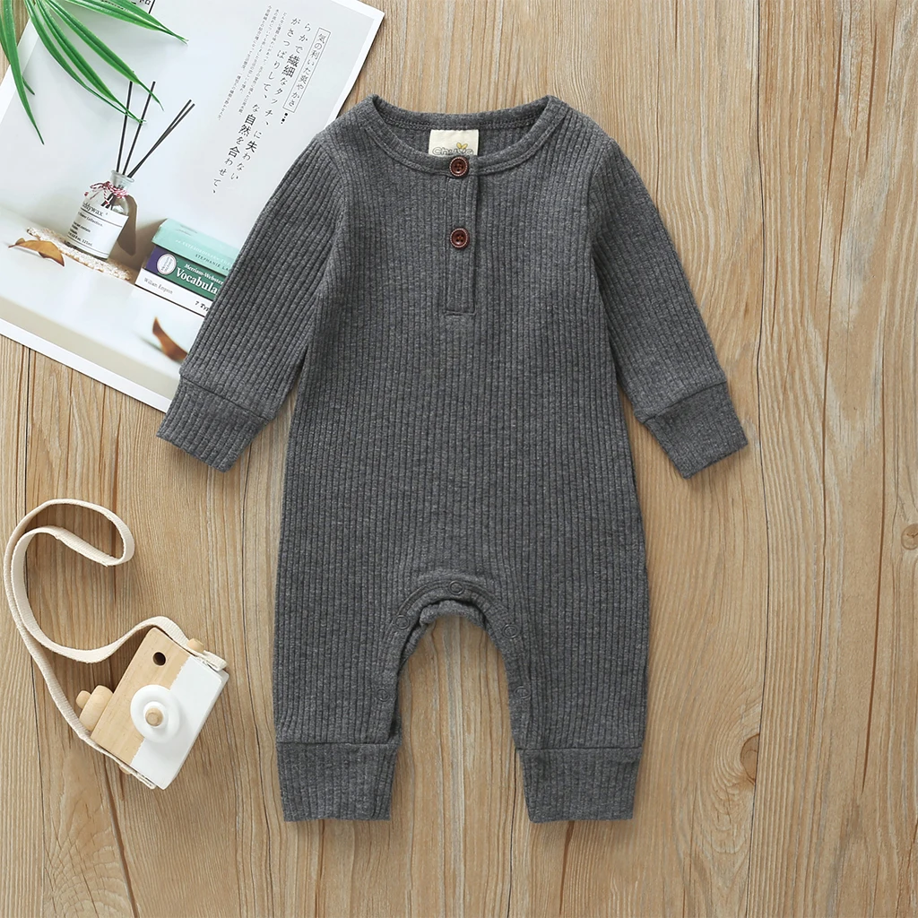 Baby Bodysuits for girl  2020 Baby Spring Autumn Clothing Newborn Infant Baby Boy Girl Cotton Romper Knitted Ribbed Jumpsuit Solid Clothes Warm Outfit Bamboo fiber children's clothes