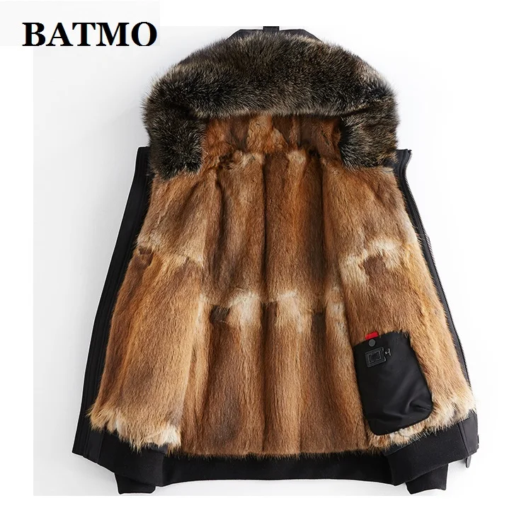 Мужская парка с капюшоном и натуральным мехом енота BATMO, мужские зимние теплые куртки с капюшоном, Мужская Шуба XPK106