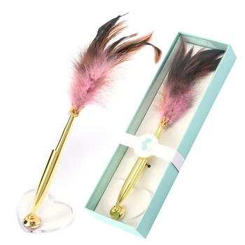 

Vintage Crown Quill Dip Feather Pen Signature Ballpoint Pens with Heart Base Calligraphy Writing Office School Supplies