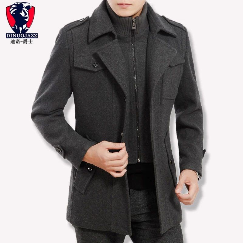 Economici Giacca in pile cappotto degli uomini di lana con tasche inverno del cachemire del collare In Piedi grigio nero risvolto di grandi dimensioni 4XL 5XL degli uomini cappotto di inverno