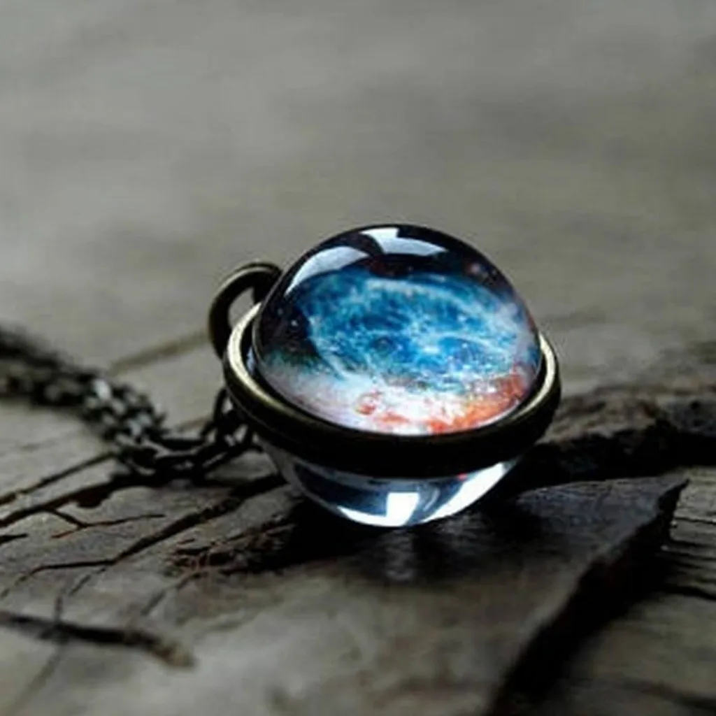 Модное ожерелье Cosmic Planet Time, ожерелье с солнечной системой, двойное ожерелье со стеклянной звездой, Ожерелье de moda naszyjnik