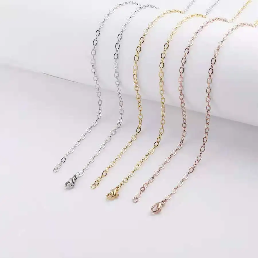 

Wholesale Stainless Rose Gold/Steel/Wide Chain Men And Women DIY Necklace Pendant Jewelry Making 70cm