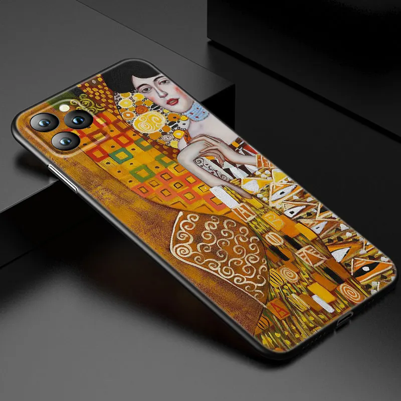 Art Gustav Klimt Phone Case For Apple iPhone 13 12 Mini 11 Pro XS Max XR X 8 7 6S 6 Plus 5S 5 SE 2020 Soft TPU Black Cover- H9a3d30678ed94cb6bdb997d5dc726e6bD
