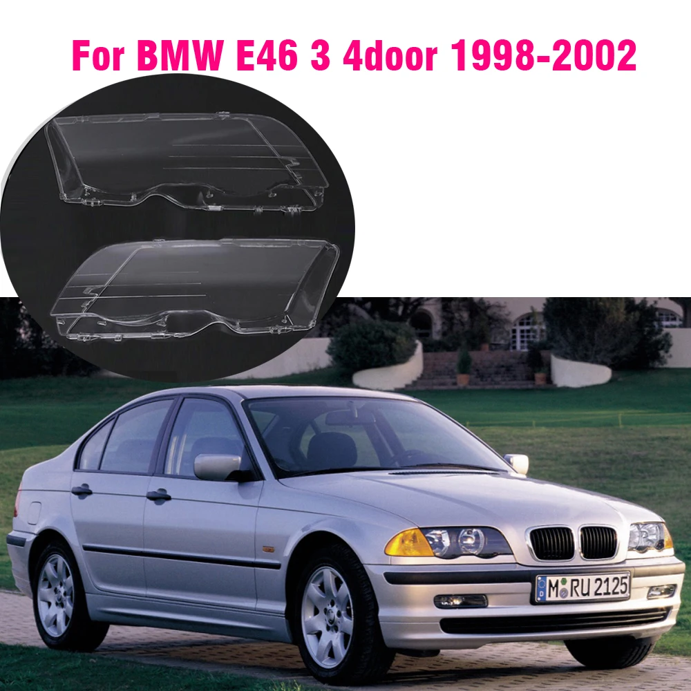 

Car Front Headlight Lens Cover Halogen For BMW E46 3 318i 320i 323i 325i 330I 1998-2002 Glass Auto Lampshade Transparent