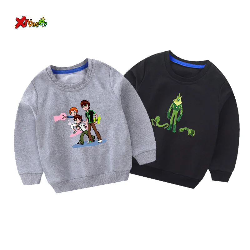 Детский свитер; толстовка с капюшоном; Новинка; Модный пуловер с рисунком; футболка; коллекция года; осенние толстовки для мальчиков; топы с длинными рукавами; футболка с изображением Бена 10; одежда
