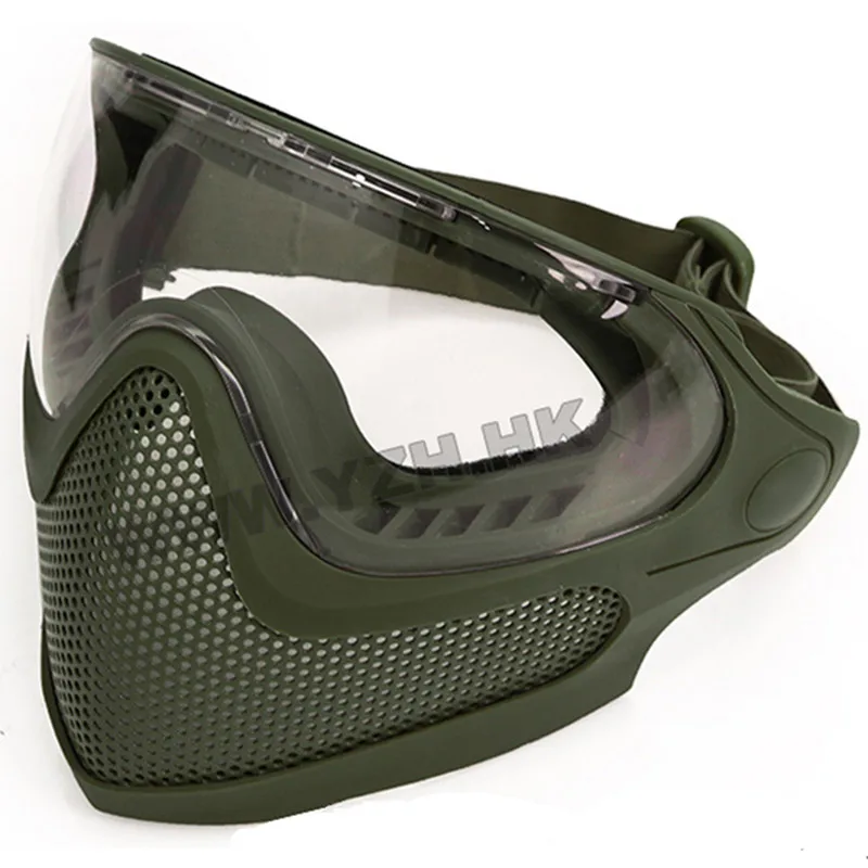 Paintball Airsoft Game Face-Protection Safety Full Face Guard W/ PC Lens 