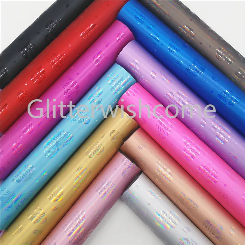 Glitterwishcome 21X29 см A4 размер винил для бантов Радужное тиснение бабочка кожа ткань искусственная кожа листы для бантов, GM578A