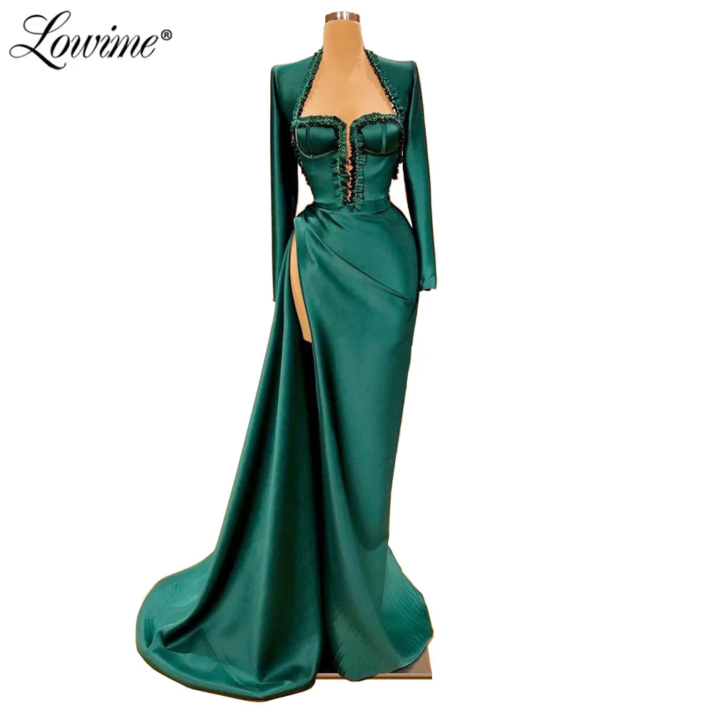 

Modern Design Arabic Dubai Green Long Sleeves Evening Dresses 2020 Simple Mermaid Formal Dress Vestido de Fiesta Prom Dresses