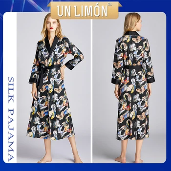 

UNLIMON Nightgown Women Silk Long Sleeve Robes Mid-Length