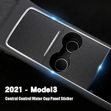 Para tesla modelo 3 2021 center console capa adesivo abs fibra de carbono central painel de controle protetor remendo modelo y 2021