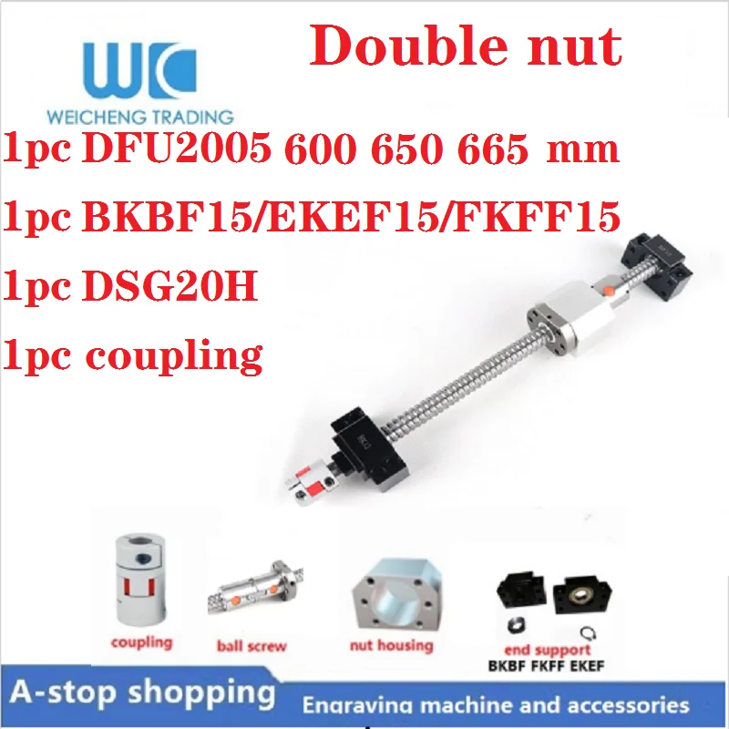 DFU2005 Double Ballscrew length 600 650 665 mm + DSG20H ballnut Ball screw End Support 12mm to 14mm coupling. | Обустройство дома