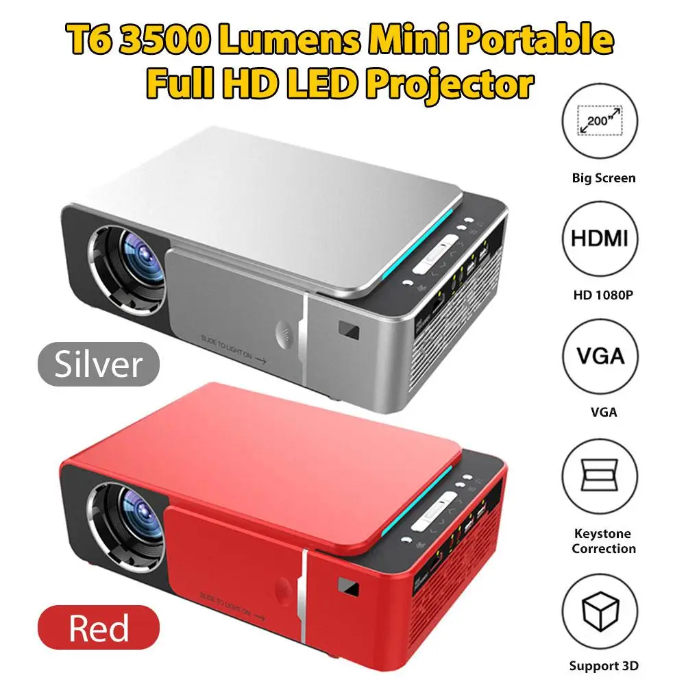 

Rondaful T6 Android 9.0 WIFI Smart Optional Support 1080p HD LED Portable Projector Video For Home Theater Game Movie Cinema