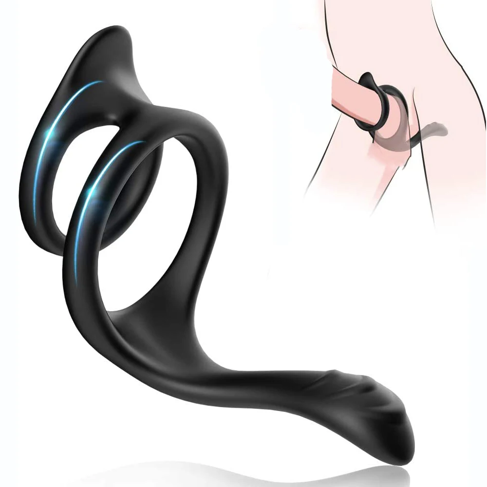 

Silicone Dual Rings - Premium Stretchy Cock Delay Ring Harder Stronger Erection Adults Toys for Man or Couples Play Massager