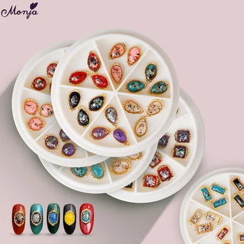

Monja 5Styles Pearl Gem Stone Nail Art Decoration Wheel Flat Back Crystal Shiny jewelry 3D Charm Multicolor Manicure Accessories