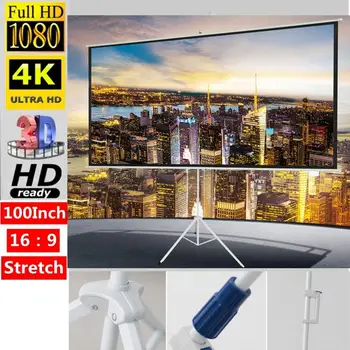 

Projector Bracket Curtain Tripod Screen Portable Anti-light Stretch 16:9 100inch Full HD 3D 1080P 4K Outdoor Camping Office