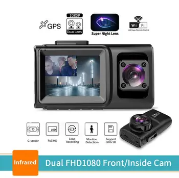 

FHD 1080P Dual Lens car cameras Build in wifi and GPS dashcam Car DVR Car Recorder infrared night vision car carbin recorder U