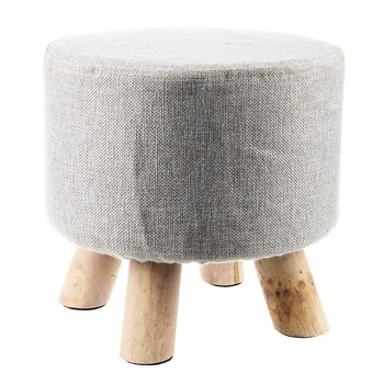 

Promotion! Modern Luxury Upholstered Footstool Round Pouffe Stool + Wooden Leg Pattern:Round Fabric:Grey(4 Legs)