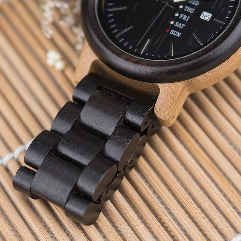 DODO DEER Couple Watches Women Mens with Week Date Creative Dial Analog Wood Quartz Wooden Watch 5