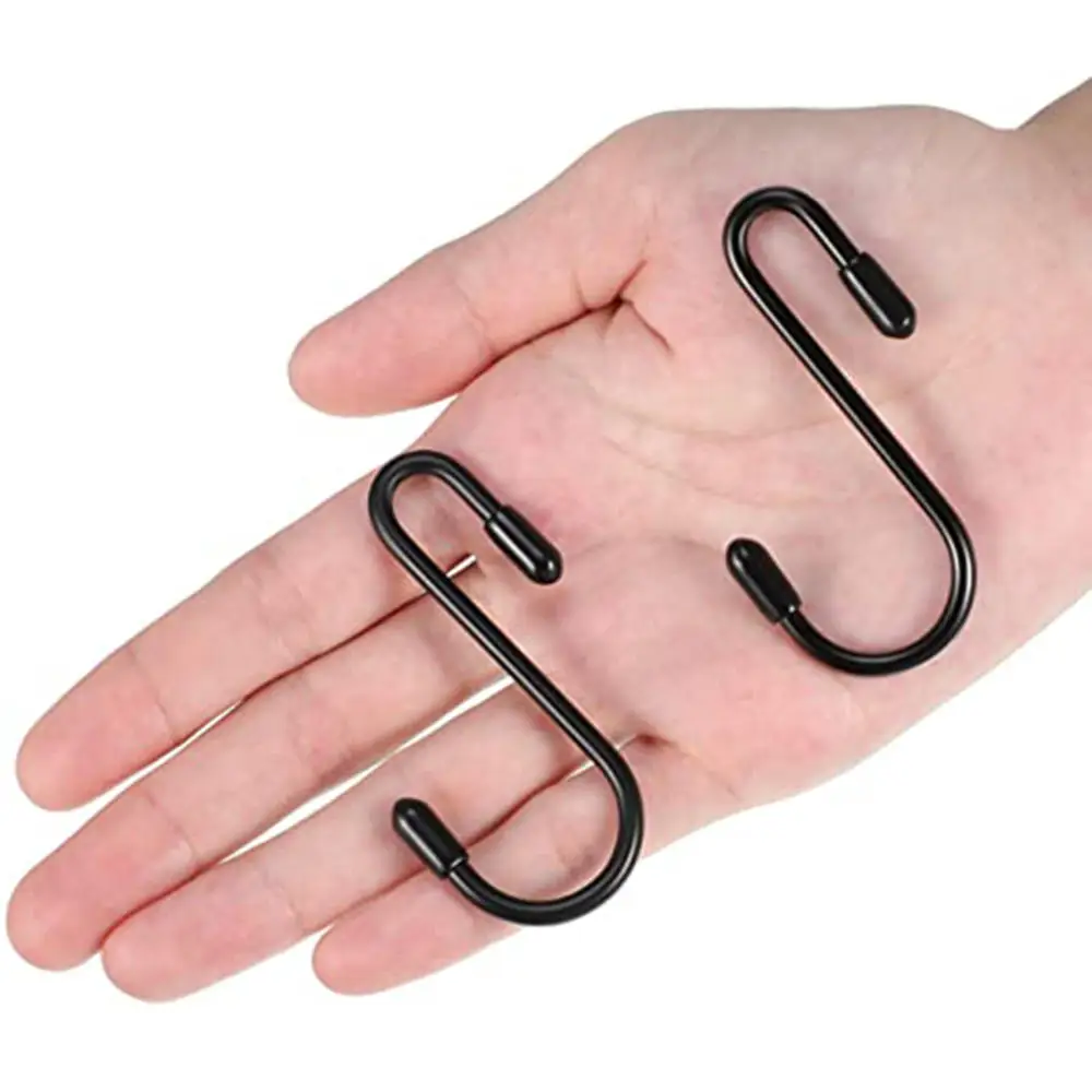 Hamiledyi 50 Packs Black S Hooks Large S Hangers S Shaped Hanging Hooks for Kitchen Bathroom Garden Office and Cloakroom Heavy Duty S Shaped Hooks Hanging Kitchenware 