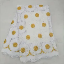 5 ярдов швейцарская вуаль кружевная ткань из Дубая Горячая распродажа! африканская хлопковое кружево «швейцарская вуаль» ткани кружевное платье высокого качества