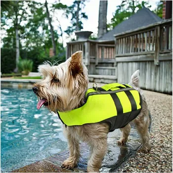 

Pet Dogs Life Jacket Vest Foldable with Airbag Fluorescent Green Reflective Color for Swimming Preserver Swimwear