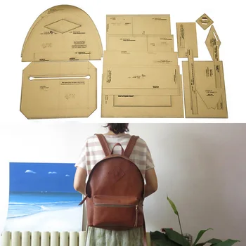 

DIY Handmade Leather Backpack Drawing Pattern Kraft Paper Template Leather Bag Mold Sewing Stencils Supplies