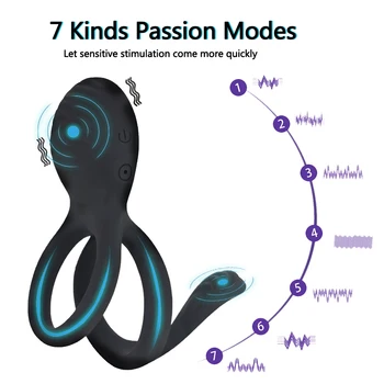 7 Speed Penis Vibrator Vibrating Cock Ring Remote Control Delay Ejaculation Erection Penis Ring Male Masturbate Sex Toy for Men 3