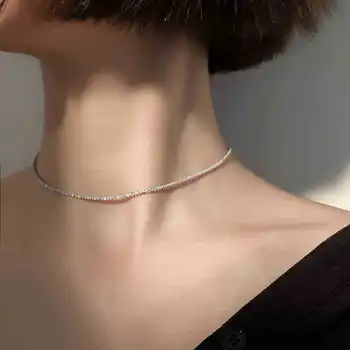 

charms star design chain necklaces for women female 925 sterling silver chains simple temperament gold Choker clavicle jewelry