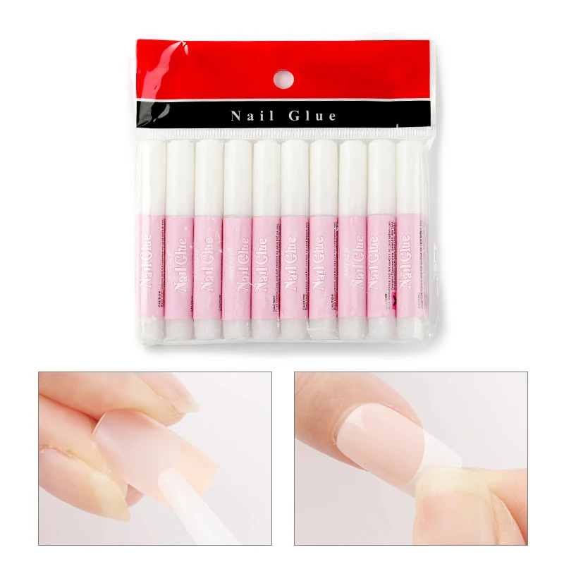 10 Pcs Nail Glue Super Strong Adhesive For False Nails Fake Acrylic Nail Rhinestone Beauty Gems