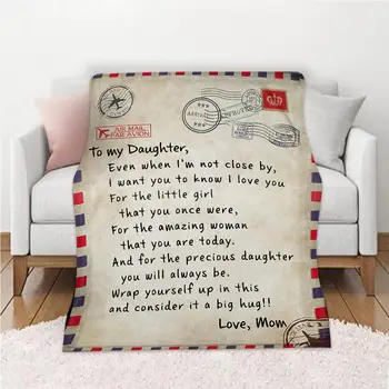 

1pcs Daughter Blanket Flannel Throw Blanket Letter Daughter And Sofa Printed Blanket Blanket Home For Son Daughter Quilts